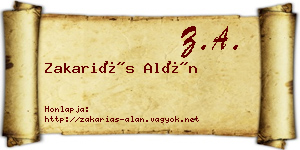 Zakariás Alán névjegykártya